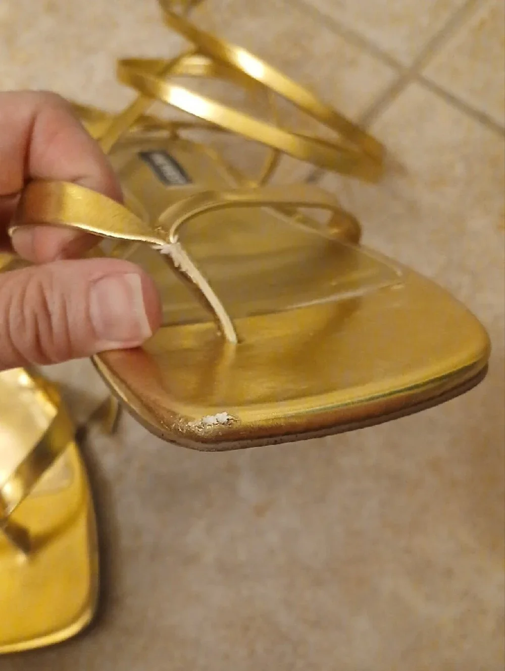 Nine West Metallic Gold Lace-Up Strappy Sandals